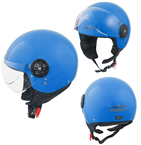 Motorcykelhjälm motorcykel skoter jet demi hjälm scooter homologerad Avio Visor blå S