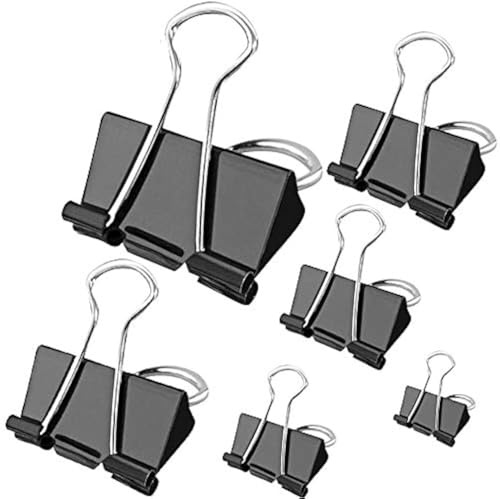 130pcs Clips - Binder Clips Paper Clamp for Paper 6 Sizes Foldback Paper Clips 15mm 19mm 25mm 32mm 41mm 51mm