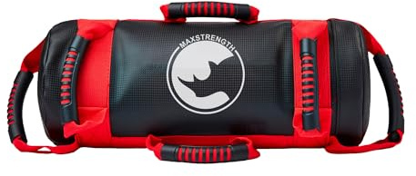 MAXSTRENGTH Sac de Sable de Musculation Réglable 5-30kg – Power Bag Fitness, Sac de Poids Lesté pour Entraînement à Domicile, Crossfit, Force, Endurance, Gym, Yoga – Non Rempli avec Poignées