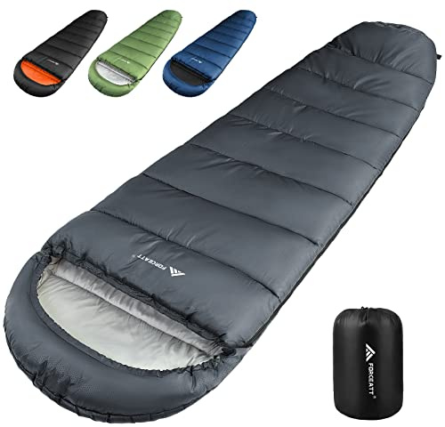 Forceatt Sac de Couchage, 15℃~25℃ pour 3 Saisons Ultraléger Sac Couchage Momie pour Adultes, Compact Sac Couchage Sarcophage pour Voyage, Camping, Randonnée (1,2kg)