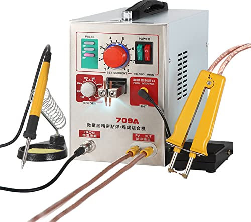 XDLYWUZIQ Handpunktschweißgerät, Punktschweißgerät 3.2kw Akku Schweißgerät LED Pulse Spot Welder mit Lötkolben,Elektronische Schweißgeräte für 18650 16430 22650 32650 Batterie 220V