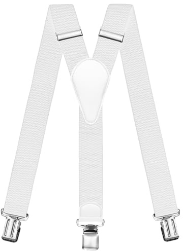 Sencillo Hosenträger Herren mit Starken Clips Y-Form Weiß