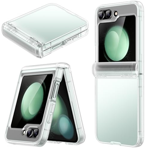 JETech Funda para Samsung Galaxy Z Flip 5 2023 con Protectora Bisagras, Carcasa Protección Escabrosa y Pesada PC Dura, Antihuellas Acabado Mate (Translúcida)