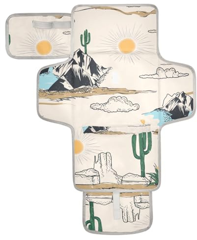 Jihqo Diaper Changing Pad Western Desert Landscape Portable Diaper Clutch with Built-in Pillow Travel Changing Mat for Baby with Smart Wipes Pocket