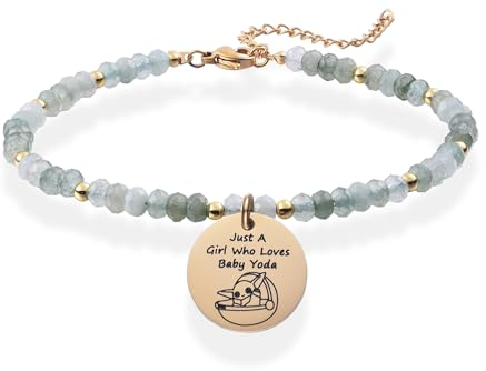 Melix Home Baby Yoda Geschenke, süßes Mandalorian-Armband aus Naturstein, Geschenk für Frauen, Tochter, Teenager, Mädchen, Yoda-Stoff-Armbänder