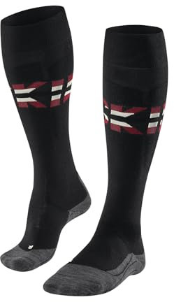 FALKE Herren Skisocken SK4 Advanced M Kh Wolle Funktionsmaterial warm dünn 1 Paar, Schwarz Black-Mix 3010 Stripe, 44-45