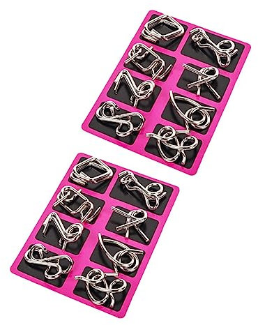 WOONEKY 2 Sätze Neun Serien Spielzeug Ringe Für Kinder Kinderpuzzle Kinderringe Spielzeug Für Kinder Kidcraft-spielset 3D-Puzzles Denksportaufgaben Rätsel Drahtpuzzle Rostfreier Stahl Rot