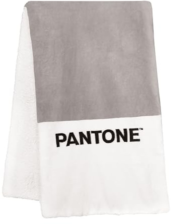 PANTONE Plaid Divano e Letto Sherpa a Doppio Strato Ultra Morbido e Avvolgente, Coperta Pile Invernale Calda e Lavabile, Ottimo Comfort Ideale anche come Copridivano e Copriletto Singolo 130x160 cm