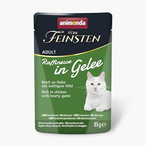 animonda Från finaste vuxenförfining kattmat i gelé med kyckling och vilt (24 x 85 g), våtfoder med taurin och vitamin D3, utan tillsats av soja, socker och konserveringsmedel