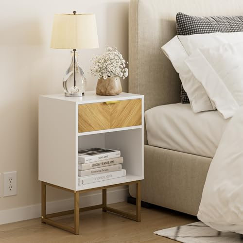 HEYZOEY Nachttisch mit offenem Ablagefach, Sofa-Beistelltisch für Schlafzimmer und Wohnzimmer (Weiß, 40 x 30 x 60 cm)
