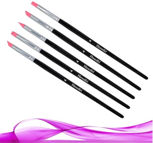 Himmlfel Pincel de Silicona, 5 Piezas Pincel Silicona, Pinceles Pintura de Color para Pintura de Uñas, Pinceles de Modelismo para Herramienta de Escultura de Arcilla de Cerámica (Talla 4)
