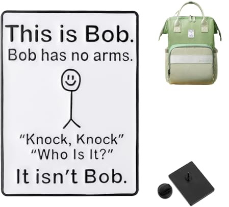 This is Bob, Bob Has No Arms Enamel Pin Funny Graffiti Badge, Officially Nice Badge for Adults Unique Brooch for Jackets Hat Backpack Quirky Party Gift Lapel Pin Decorative Accessory Alloy No Gemstone