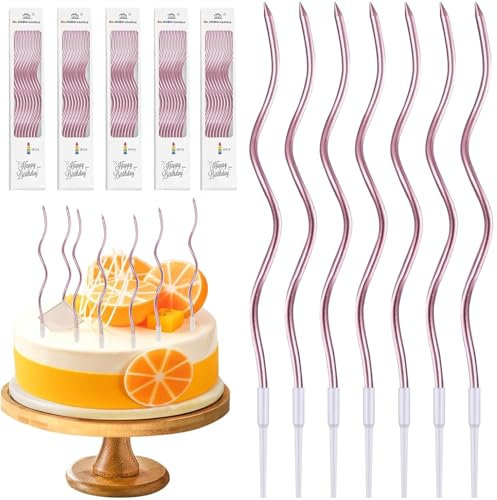 54 candeline di compleanno oro rosa, candeline curve per torta, candele di compleanno oro rosa, candeline di compleanno per torta, candele per torta di compleanno, decorazioni per feste di matrimonio