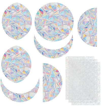 CAPASTEC Juego de 3 Sets 21 Piezas Pegatina Anticolisión de PVC para Ventana con Diseño de Luna y Arcoíris para Protección de Aves Decoración de Pegatina de Atrapasol