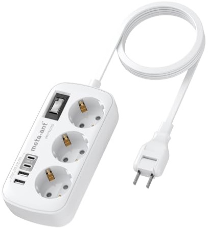 Japansk adapter med 3 uttag och USB-C (3,4 A)