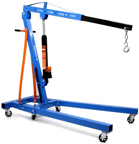 IMJ-Global Gru da Officina 2 TON Modello M80405C con Braccio Regolabile a 4 Livelli (500–2000 kg), Sollevamento Fino a 2270 mm, Struttura Robusta e Pieghevole con Catena e Gancio Inclusi