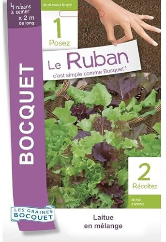 Sachet de graines de Laitue à couper en mélange en ruban à semer - 15 g - LES GRAINES BOCQUET
