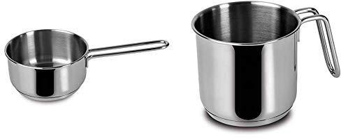 Lagostina Casseruola Fond 1 Manico Every Acciaio Inox 18 10 Cm14 Pentole Cucina, Inossidabile, Argento, 14 cm & Bollilatte Every Acciaio Inox 18 10 Cm12 Preparazione Arredo Tavola, Inossidabile