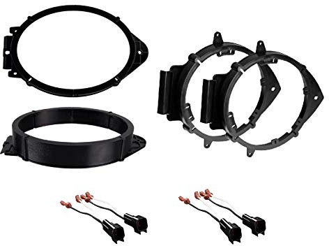 ASC Premium 6x9 Front + 6+-Inch 6 6.5 6.75 Rear Car Speaker Install Adapter Mount Bracket Plates w/Speaker Wire Connectors for Select GM GMC Vehicles- See Below for Compatible Vehicles