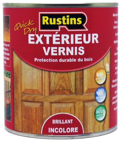 Rustins - Barniz exterior satinado de secado rápido con protección UV - Transparente - 500ml - EAVG500FR