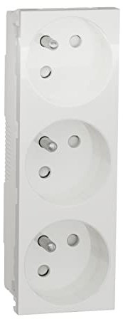 Schneider Electric - Unica - prise triple 2P+T - FR - spéciale goulotte - Blanc - méca seul - NU307918T