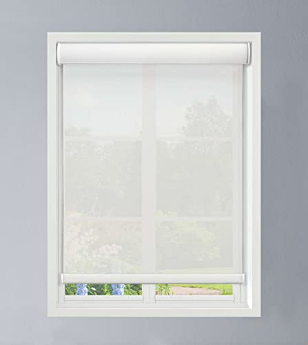 Linen Avenue Custom Cordless Cassette 5% Solar Roller Shade, 68 W x 78 H White (Arrives 1/4 Narrower)