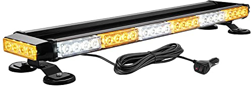 WOWTOU Rooftop Safety Flashing 56 LED Amber White Emergency Light Bar for Construction Vehicles Tow Trucks Snow Plows, Strong Magnetic Strobe Beacon Lights