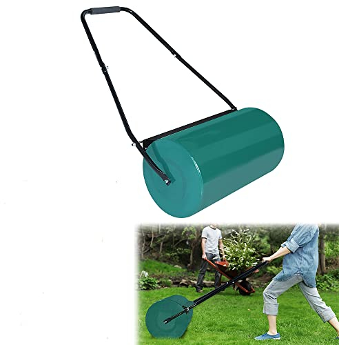 VA-Cerulean Rouleau à Gazon avec poignée en U, Largeur du Rouleau 57 cm, Diamètre 31 cm,Volume de Remplissage 46 l, pour Eau et Sable, Rouleau en métal,pour pelouse et Terrain de Football (Vert)