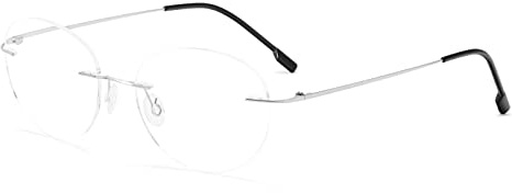 KoKoBin Lunettes de lecture ronde sans bord super léger en alliage de titane aide à la lecture pour les femmes et les hommes (Argent, 2.5, diopters)