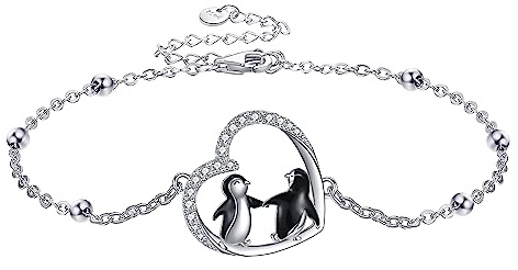 URONE anka/marsvin/pingvin armband sterling silver sött djur armband smycken för kvinnor, Adjustable, Sterlingsilver, Ingen ädelsten