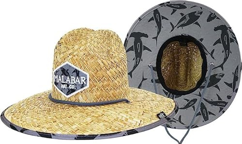 Sharks Fabric Pattern Print Straw Kids Girls Sunhat, Ages 3+, Lifeguard Hat, Beach, Swim, Cruise, Paddle Board, Boat, Fishing, Fits All, Malabar Hat
