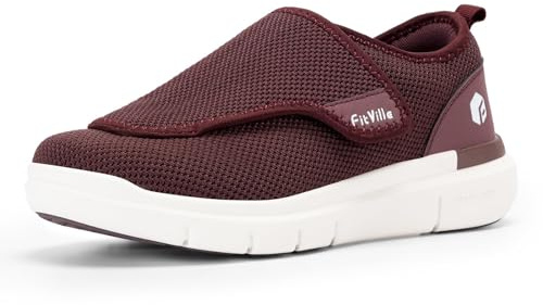 FitVille Womens Diabetic Shoes Extra Wide Fit Trainers, Adjustable Easy Close Orthopedic Slippers for Swollen Feet Plantar Fasciitis 6 X-Wide