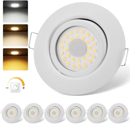 cloksh LED Einbaustrahler 230V Dimmbar Weiß LED Spots 5W IP44 Einbauleuchten Schwenkbar Deckenspots,Warmweiß 3000K Neutralweiß 4000K Kaltweiß 6000K Einbauspots für Badezimmer Küche Wohnzimmer