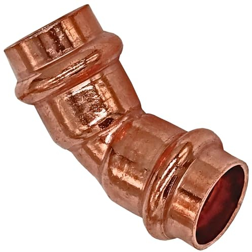 Press Fitting 2426 Winkel 45° Grad für Kupfer Rohr Außendurchmesser 28mm i-i 2 Muffen Anschlüsse zum Verpressen V Kontur Trinkwasser Kupplung Verbinder Bogen Heizung Sanitär Wasser
