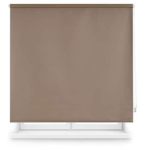 INTERBLIND | Estor Enrollable Opaco Liso Premium - Tamaño 120x175 cm Ancho por Alto - Medida Tela 117x170 cm - Térmico Topo - Aislamiento Luz, Frío y Calor