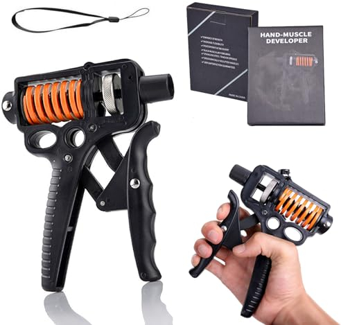 VBNZBK Handtrainer, Griffkraft Trainer mit Verstellbarem Widerstand von 5-165 kg, Griffkrafttrainer Mit Ergonomischem, rutschfestem Gummigriff und doppeltem Federgriffstärkungsgerät mit Zähler