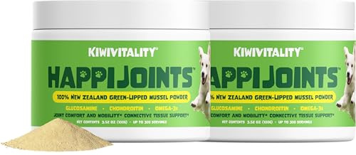 Green Lipped Mussel Powder for Dogs & Cats - Premium Hip & Joint Support for Joints, Tendons, Ligaments (200 Grams, Up to 600 Servings) 2-Pack