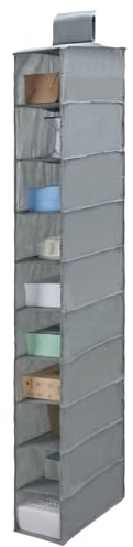 Minnhua Rangement Suspendu, Compactor avec 10 Compartiments, Organisateur Armoire Vetement, Étagère Suspendue Pliable pour Placard, Armoire, Portant, Organisateur Suspendu (Gris)