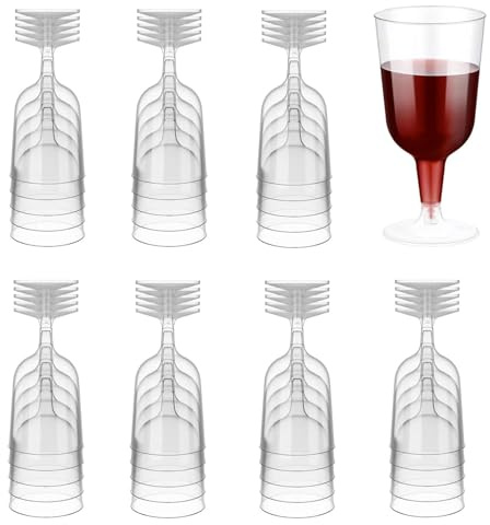 36 Pack Clear Plastic Wine Glasses - 206ml Plastic Wine Glass with Stem - Reusable Wine Cups Perfect for Christmas Parties & Weddings & Poolside & Outdoors & Camping