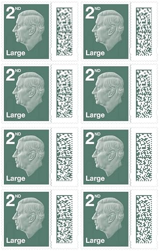 Albian Trading 2nd Class Large Letter Stamps (8 Pack) - Barcoded Self Adhesive UK Large Letter Postage Stamps for Postage - (8 Total)