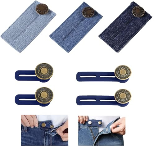 Yistoi Botones de Jeans Ajustable, Prolongador de Botón Elástico, Jeans con Cintura Extensible, Botón de Extensión de Cintura Ajustable, Botones sin Costura Extraíble sin Costuras