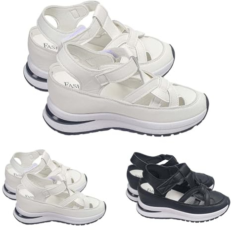 Sandalias Mujer Plataforma Comodas Verano De Vestir Sandalias Cerradas Elegantes Cuero Sandalia Romanas Punta Cerrada Retro Cuña Casuales Zapatos Hollow Out Moda Antideslizantes Fiesta Caminar 2025