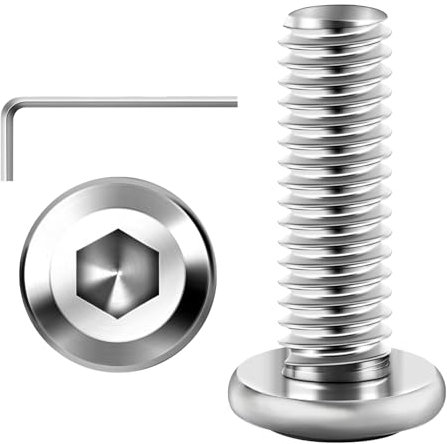 Lot de 20 vis à tête plate M6 x 15 mm, entraînement à six pans creux, en acier inoxydable A2 V2A, filetage complet avec clé à six pans creux