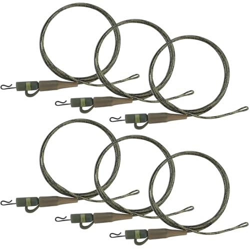 AXVRAV Set med 6 fisketillbehör karp tillbehör, 64 cm 45 lb rigg leadcore safety lead clip hårmontering karp helicopter karp redo hår fiske rig ledare bunden roterande koppling tillbehör montering