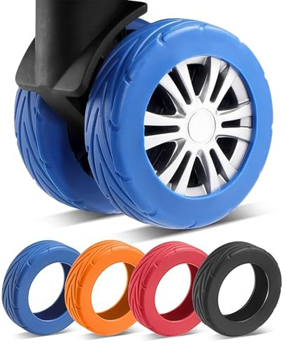 AstraGlam 8 pezzi Coperture per ruote di valigie in silicone aggiornate, coperture per ruote di valigie, prevenzione di rumori e resistenza all'usura, copertura protettiva per ruote di valigie da