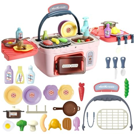 YIXANNX Jeux de Famille, Simulation de Vaisselle, Jouet pour Pique-Nique et Divertissement éducatif, ABS, Four à pour Micro-Ondes, Ligne Lisse, hypoallergénique , Rose