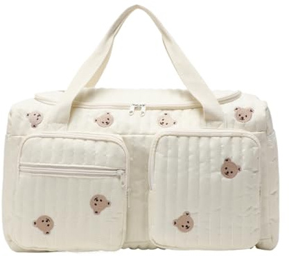 Bolsa grande para pañales, bolsa con compartimento para pañales de oso de dibujos animados, bolsa para pañales para padres, para viajes, camping, hogar, viajes, compras, trabajo, hospital, uso diario