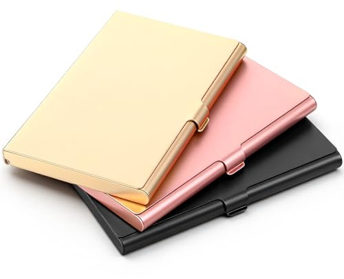 3 fundas para tarjetas de visita, delgadas, para tarjetas de visita, para tarjetas de visita, tarjetero, personalizado, aluminio, para organizar (3 colores)