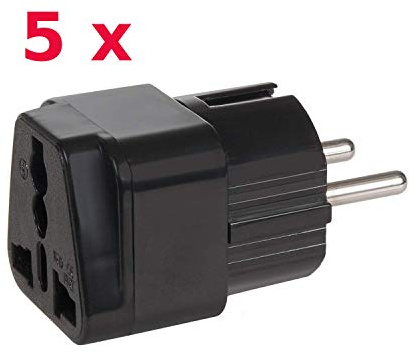 Maclean MCE155 Universal reseadapter kontakt GB/UK (uttag) till EU Schuko (kontakt) (UK på EU – set med 5 stycken)