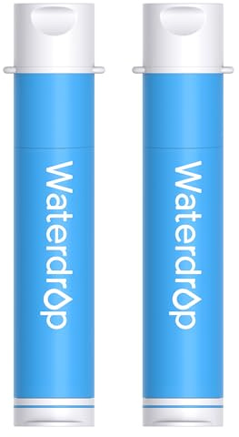 Waterdrop Pajita de Filtro de Agua para Senderismo, Sistema de Filtración Portátil para Acampar, Purificador de Agua Potable para Emergencia, Senderismo, Mochila de Viaje, 2 Paquetes Azul